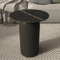 White Minimalist Round Coffee Table with Stone Top