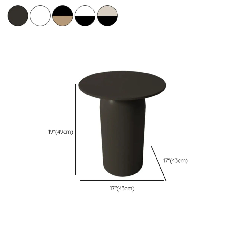 White Minimalist Round Coffee Table with Stone Top