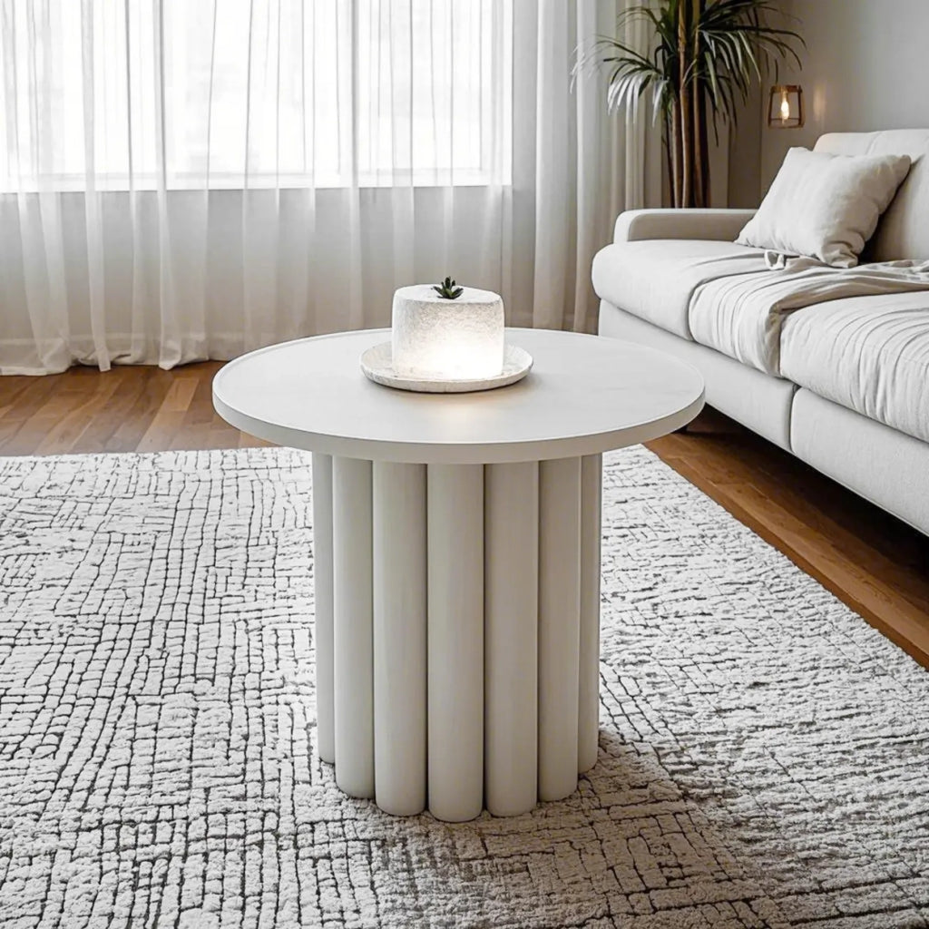 Black and White Minimalist Round Wood Coffee Table