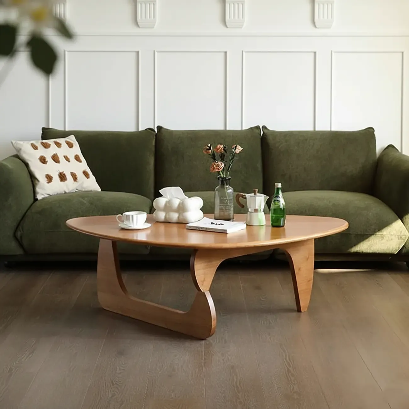 Modern Abstract Wood Triangular Coffee Table