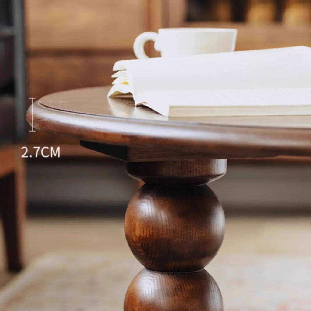 Solid Wood Round Sculptural Coffee Table For Living Room