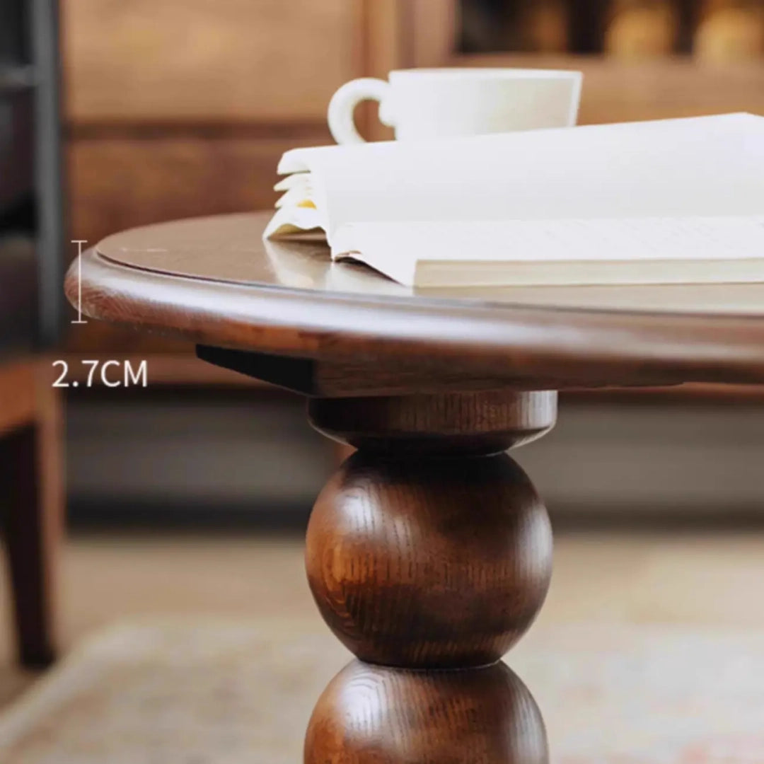 Solid Wood Round Sculptural Coffee Table For Living Room