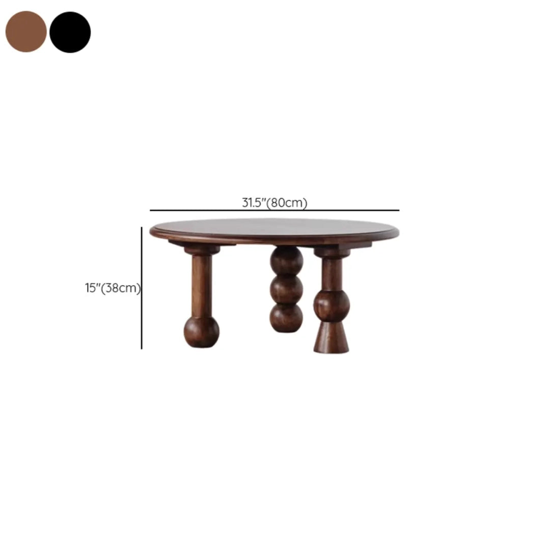 Solid Wood Round Sculptural Coffee Table For Living Room
