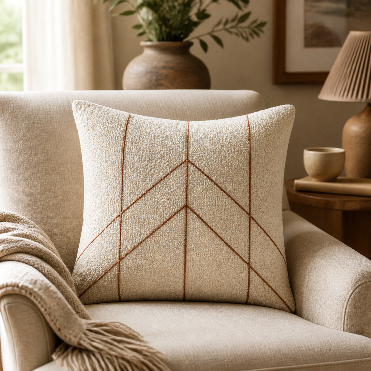 Mara Boucle Embroidered Pillow